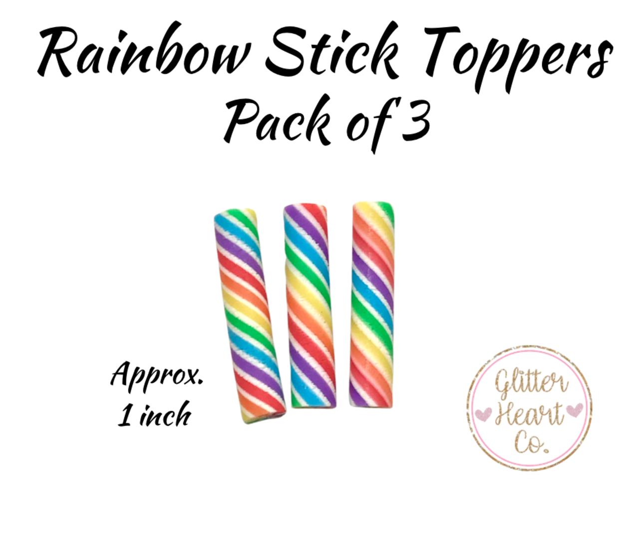 Fake Candy - Mini Rainbow Stick Toppers by Glitter Heart Co.™